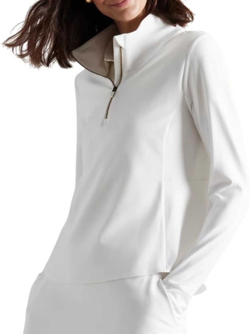 RHONE White Quarter-Zip Long Sleeve Pullover Jacket